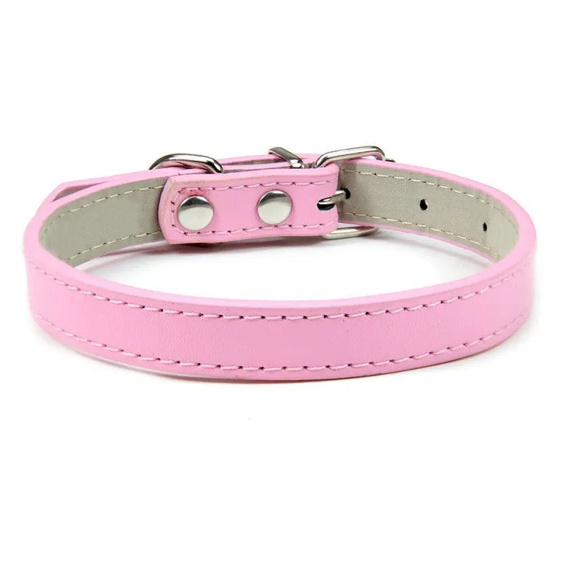 Small medium dog PU collar in monochrome casual style, multiple colours and sizes from XS to XXL