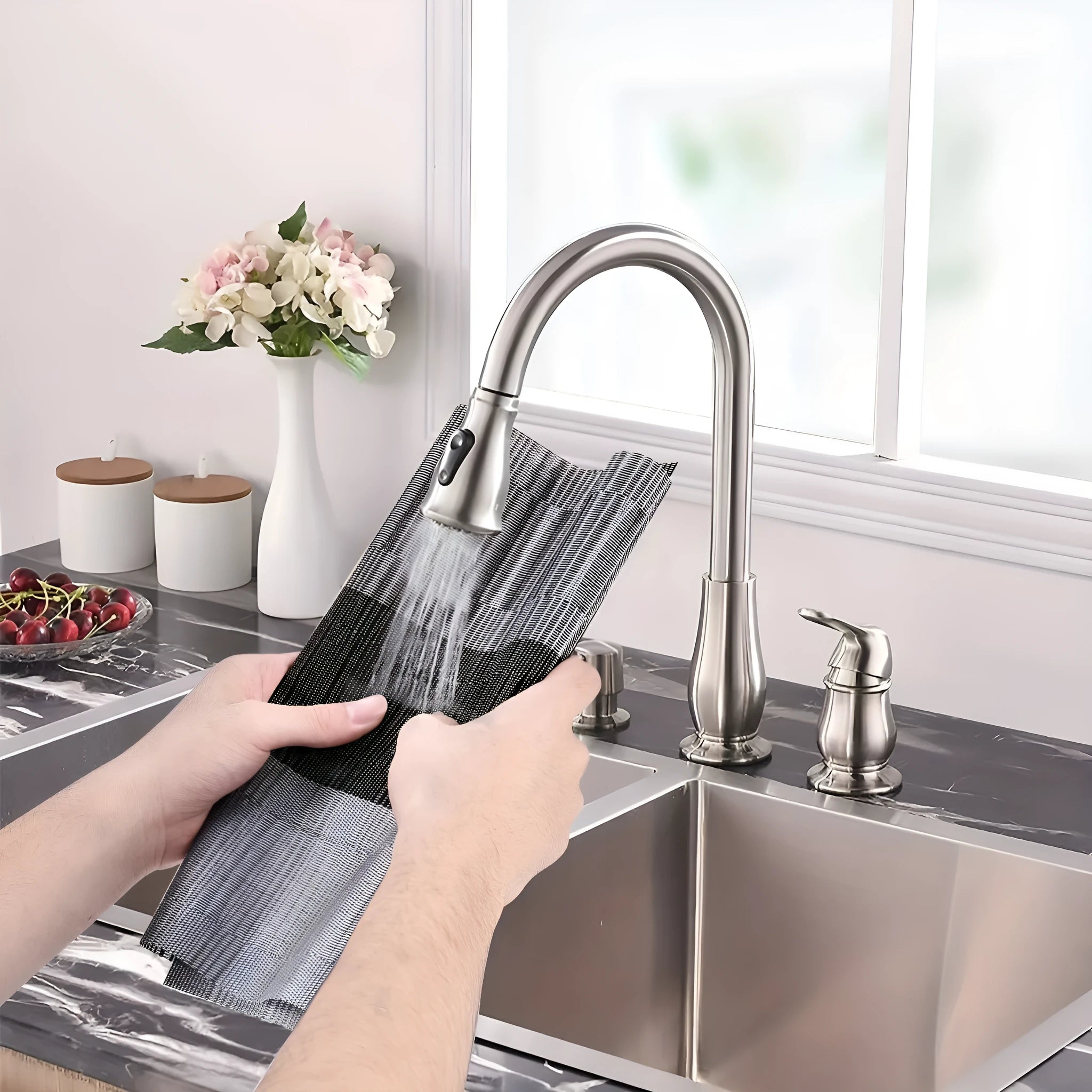 PVC non-slip dish mat for kitchen sinks in modern simple style with gradient bamboo pattern
