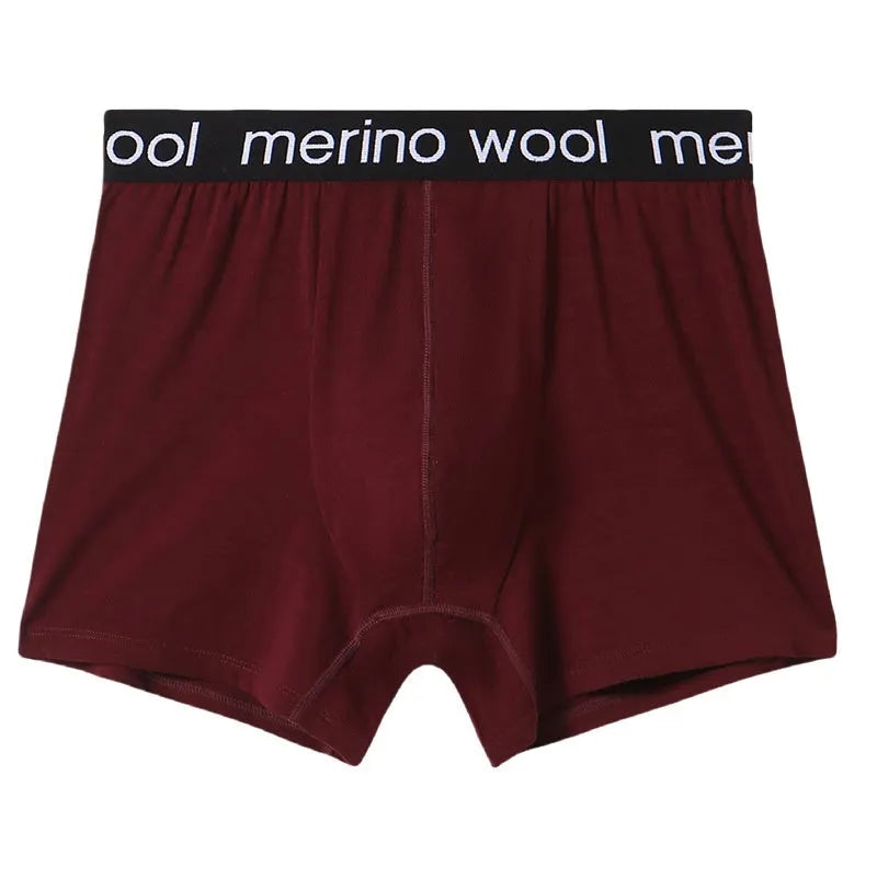 Large size quick-drying wool blend men's boxer shorts in carbon gray, mid-waist with U-shaped pouch