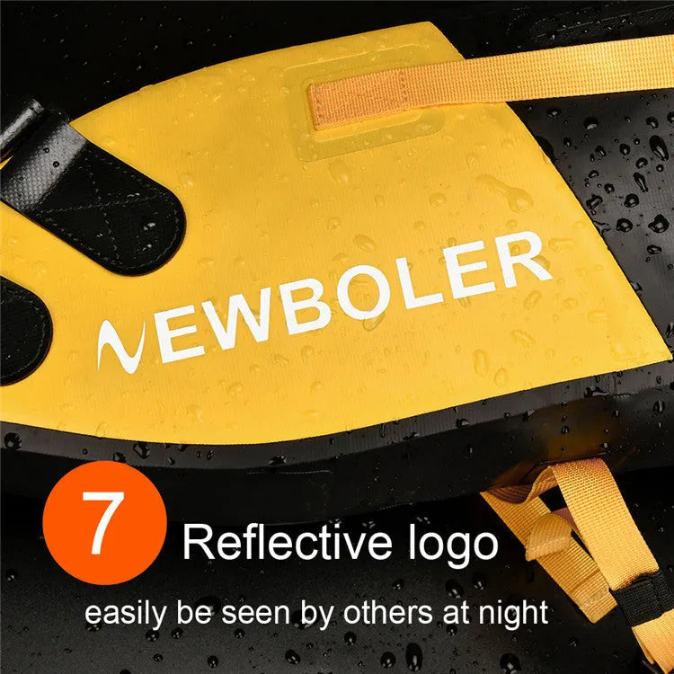Waterproof PVC bicycle tail bag in yellow showing 13L capacity and mounting straps