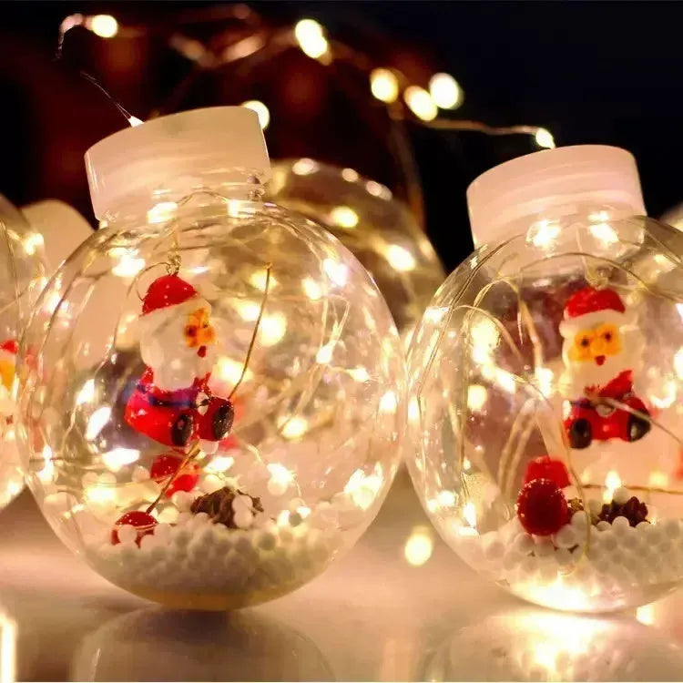 10-piece LED Christmas curtain light set with snowman and Christmas tree wishing ball designs for window decoration