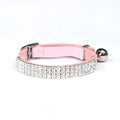 Suede velvet cat collar with rhinestone decoration in adjustable 20-30 cm size