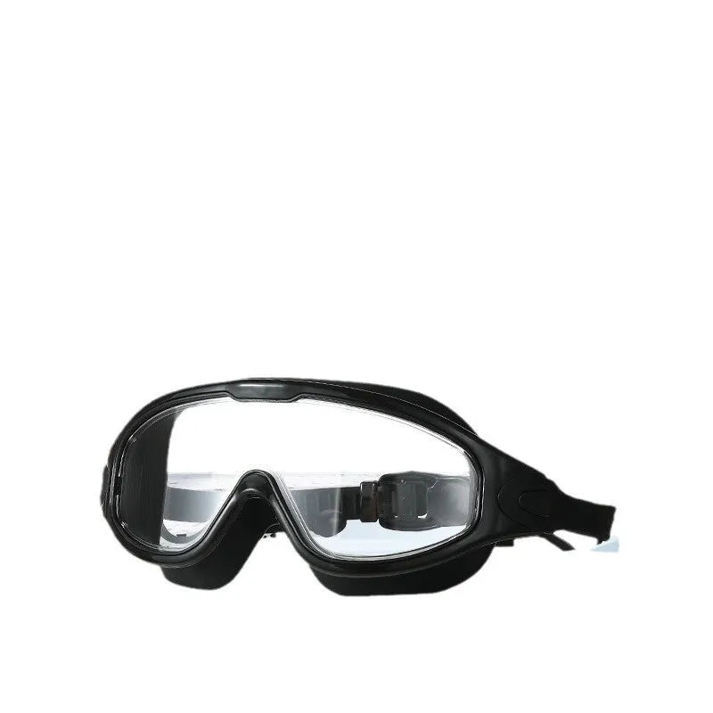 HD waterproof anti-fog plating swimming goggles with plain transparent large frame for adults