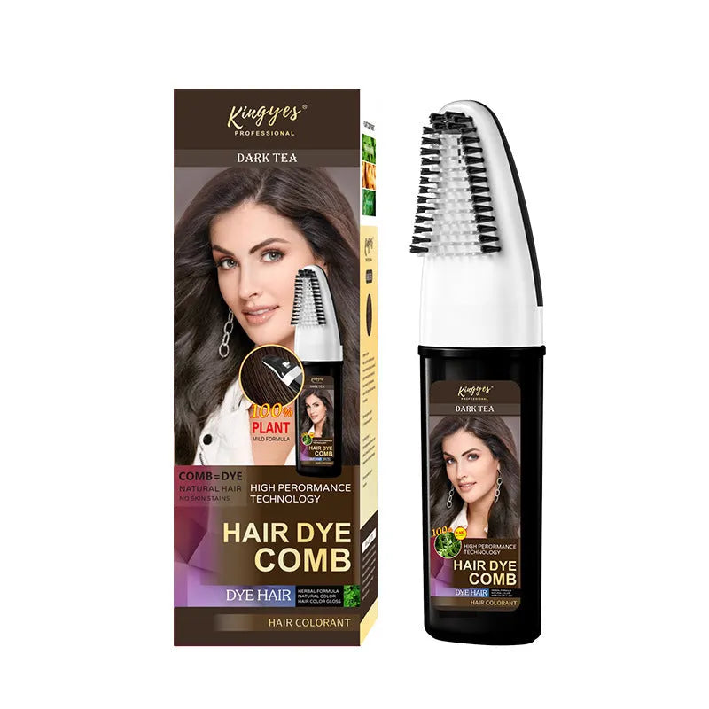 Easy comb applicator hair dye bottle in brown, wine red, and dark brown shades, 200ml.