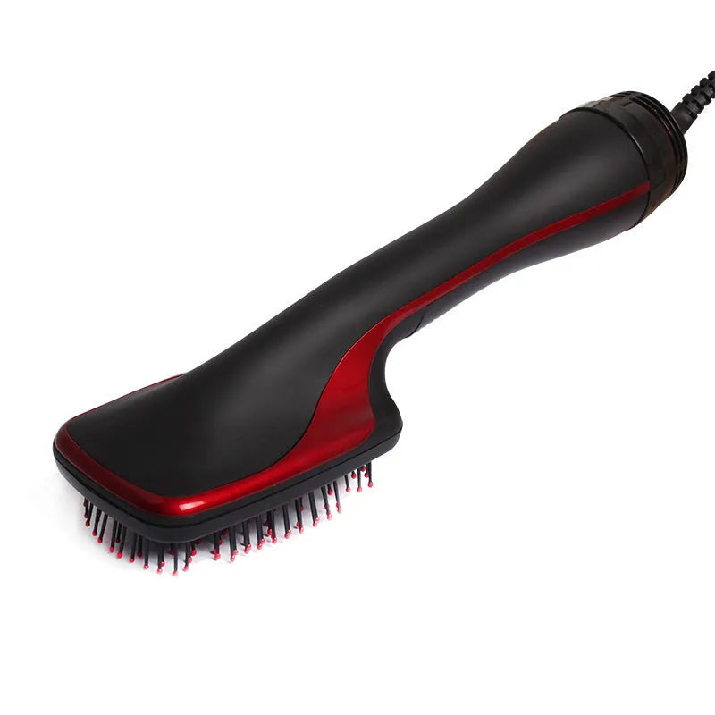 Black 2-in-1 electric hair dryer comb straightener with temperature control and alloy heat conductor