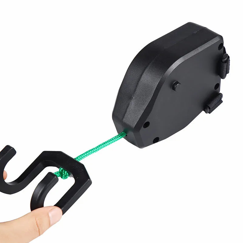 Black plastic bike trailer rope for connecting children's trailers to adult bicycles