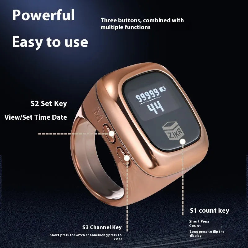 Al-Fatiha electronic digital tasbeeh counter in rose gold colour with digital display