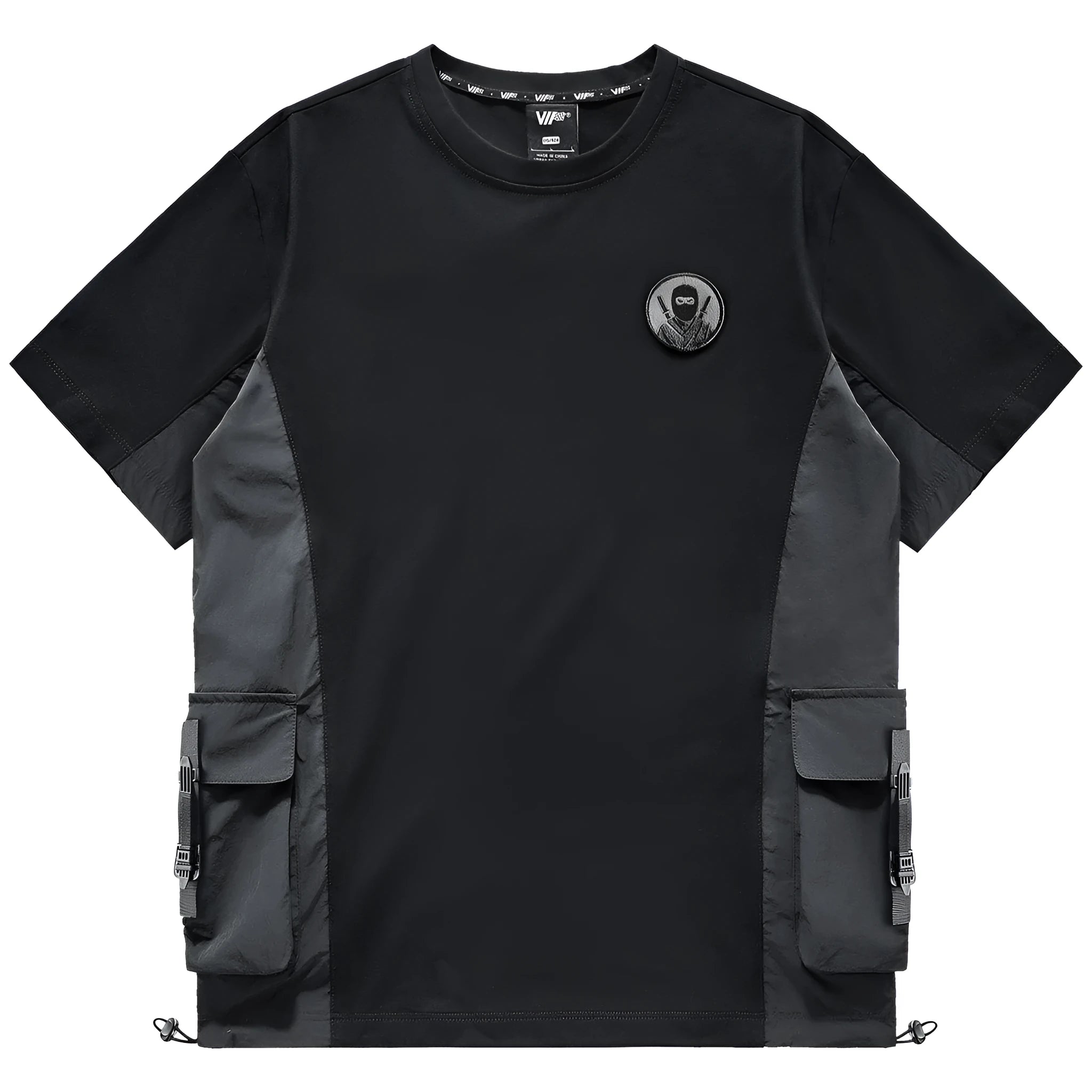 Men's cotton solid colour black short sleeve t-shirt on model, summer casual top