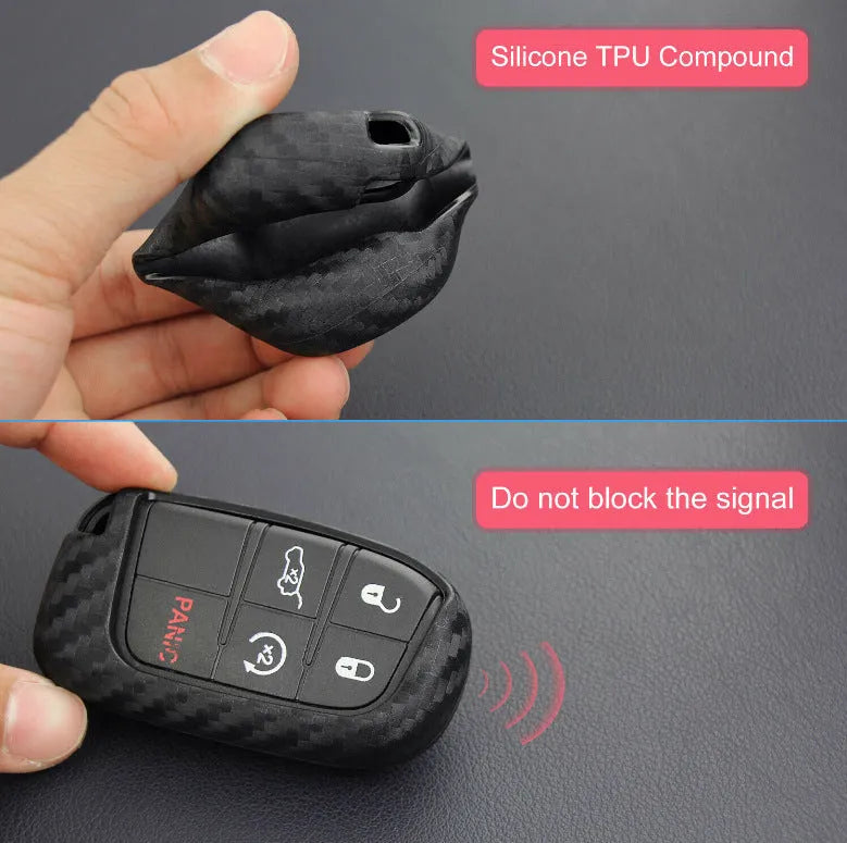Black silicone protective case for a Dodge Chrysler Fiat car remote key