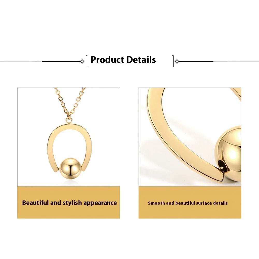 Adjustable stainless steel necklace with geometric pendant on a cross chain in gold finish.