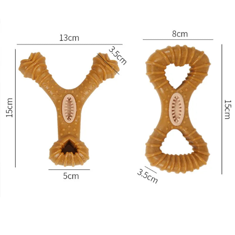 Durable dog chew bone toy in 8-shape and Y-shape designs for teeth cleaning