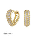 Brass gold plated heart shape zircon ear clip earrings with gang drill elements