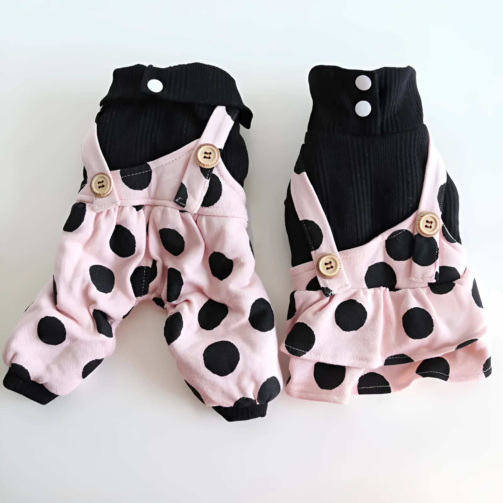 Matching dog couple clothes with lapel and shoulder straps in four-legged and skirt styles