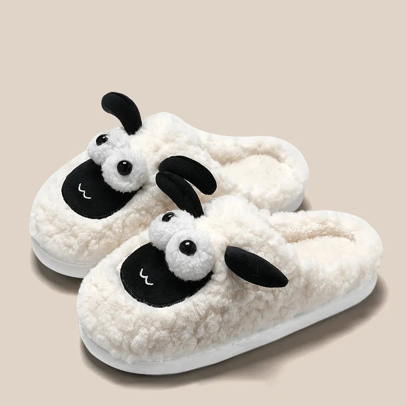 Brown thermal cotton slip-on slippers with suede upper and sewn PVC sole for indoor use.