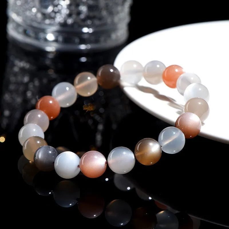 Natural colourful moonlight bracelet duobao with 8mm moonstone beads in single circle design