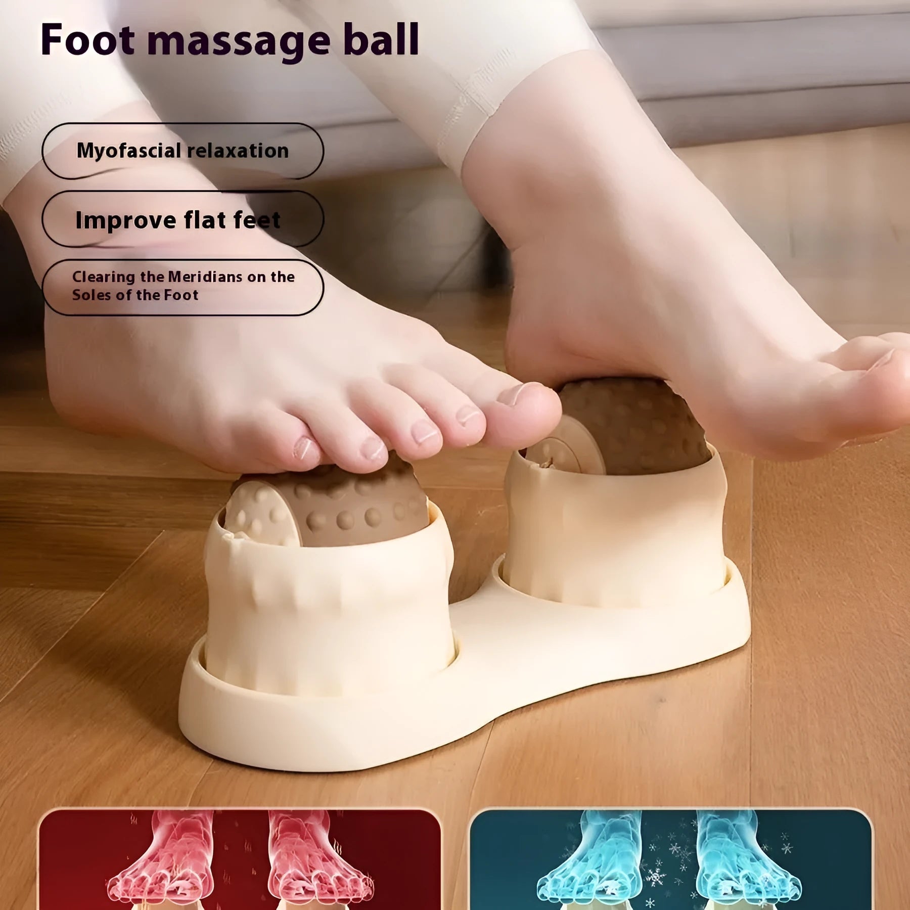 Massage ball set for cold and hot compress therapy in caramel mocha and green colours
