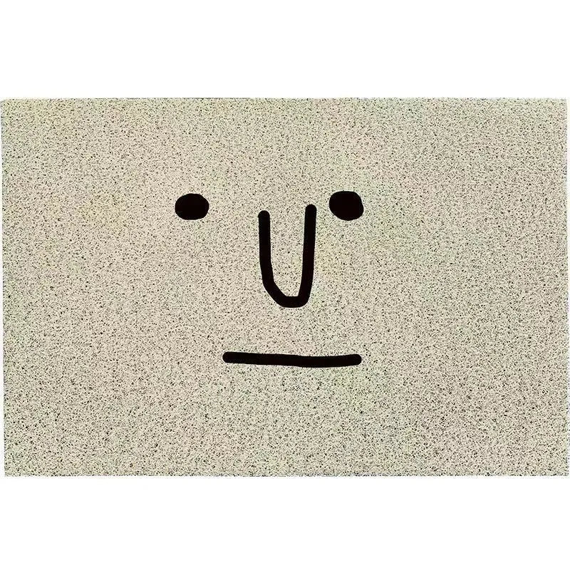 Cartoon Mr. Big Nose PVC doormat with geometric pattern in square shape