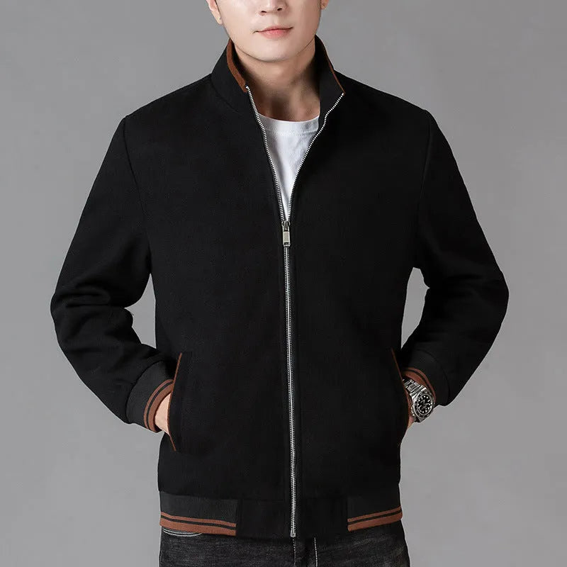 Men's gray fleece jacket sports style with side pocket long sleeves autumn clothing