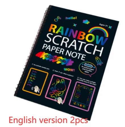 Children's large scratch art paper 26x19cm with scraping tool for DIY creative painting