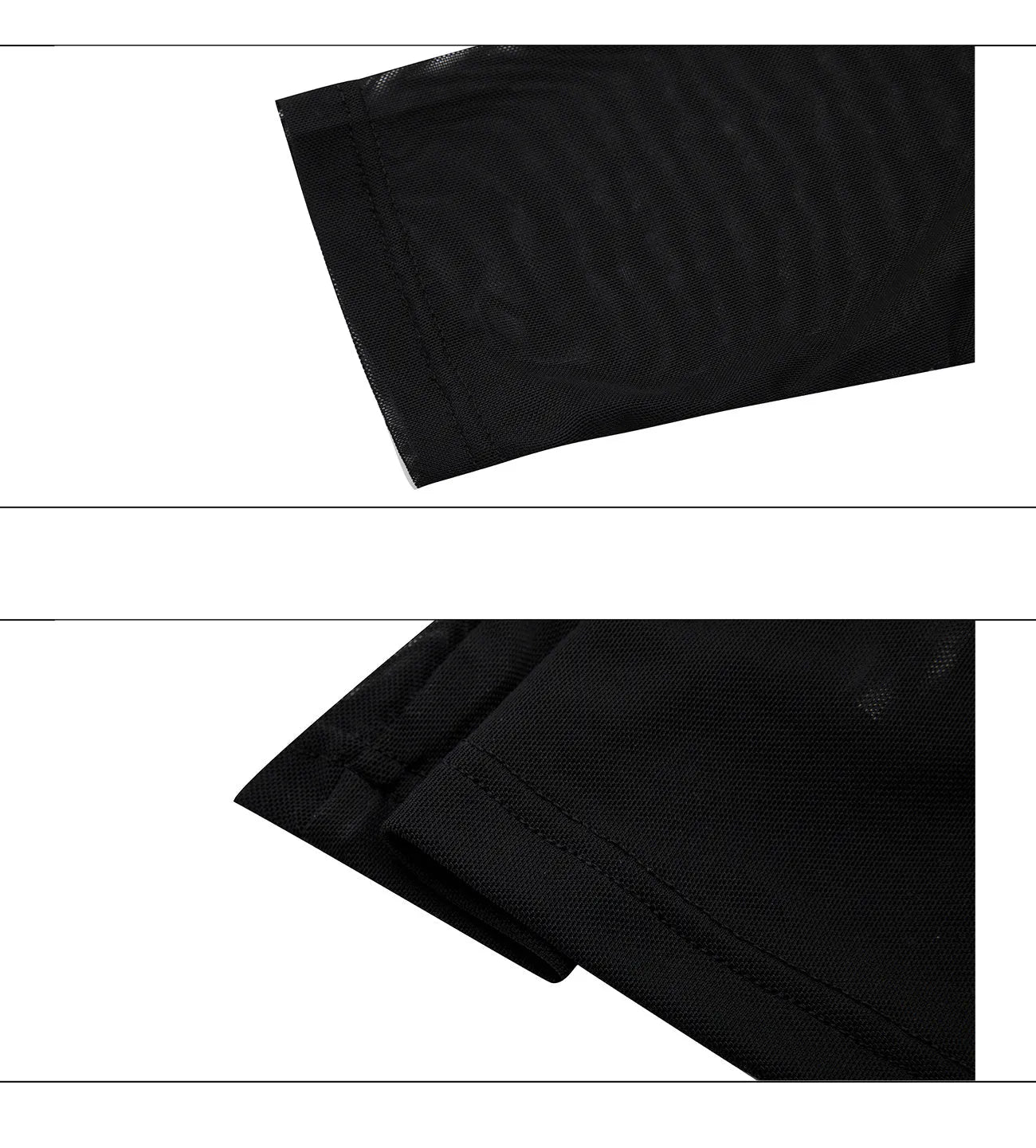 Slim fit long sleeve mesh shirt in black on a hanger, showing its lightweight texture and modern cut.
