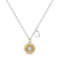 Women's sterling silver sunflower necklace with adjustable chain and electroplated daisy pendant