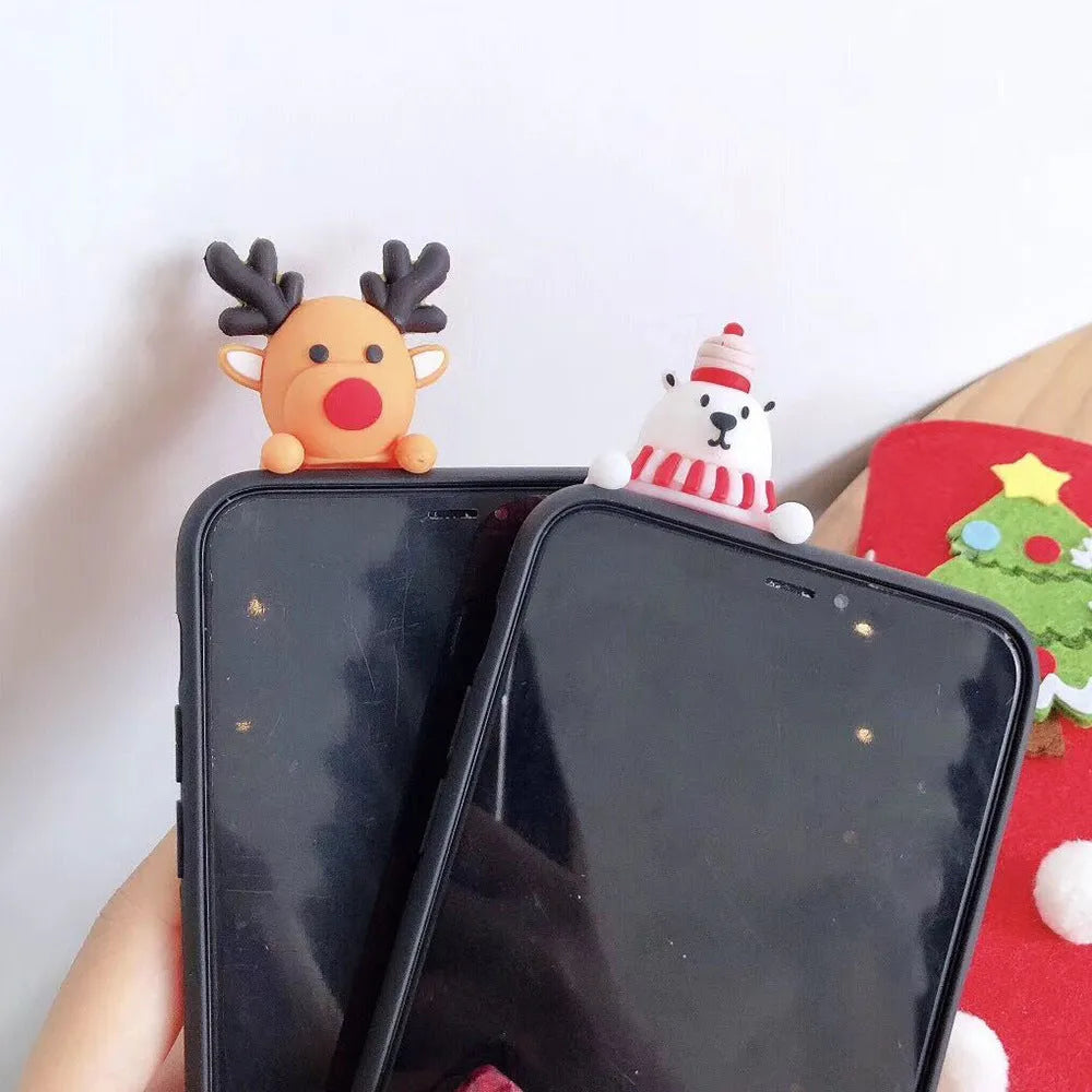 Christmas themed silicone phone case for iPhone models showing back cover design