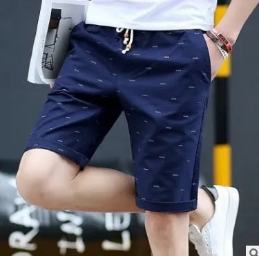 Men's cotton summer shorts in capri length with lace-up placket in multiple colour options