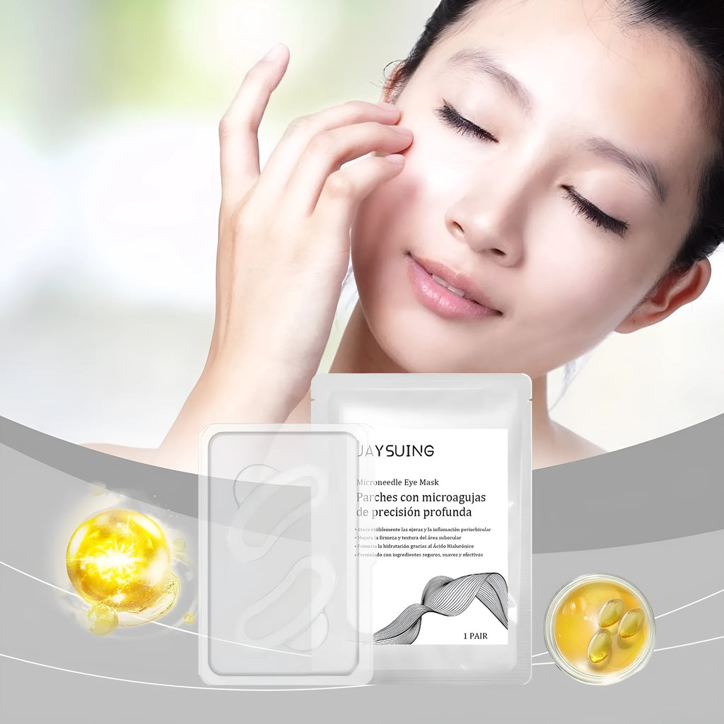 One pair of micro needle eye mask patches for under-eye treatment with retinoic acid and hyaluronic acid.