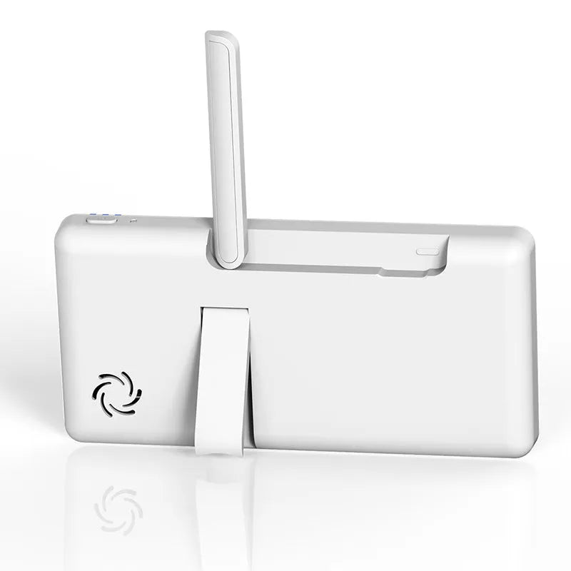 White 5-inch HD baby monitor with camera on a nursery shelf.