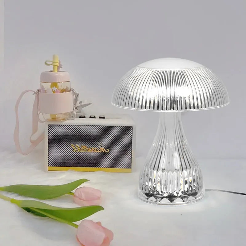 USB-rechargeable touch control night lamp with three-colour LED light