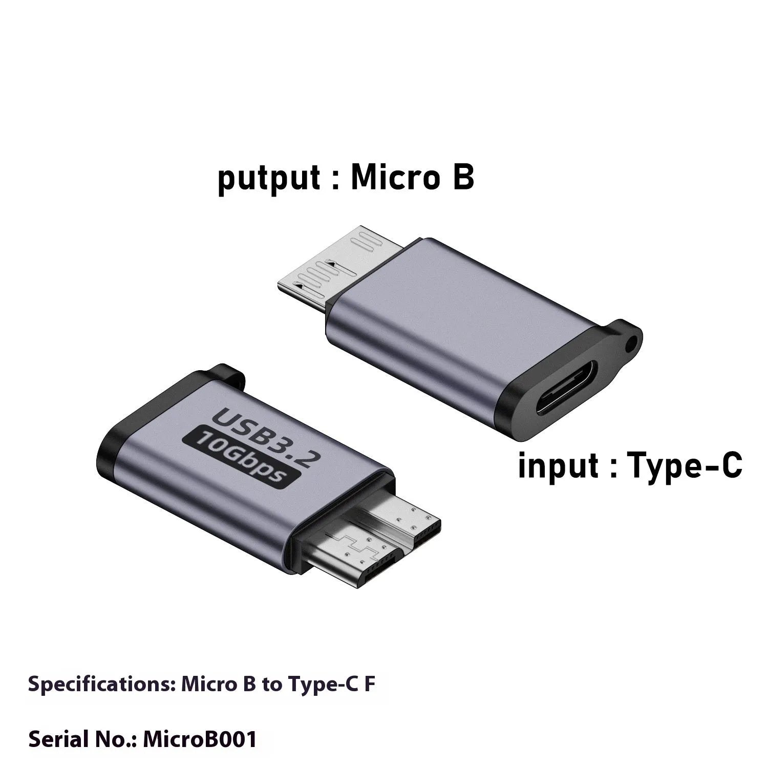 Micro USB B adapter converter for charging and data transfer with Type-C and USB-A options.