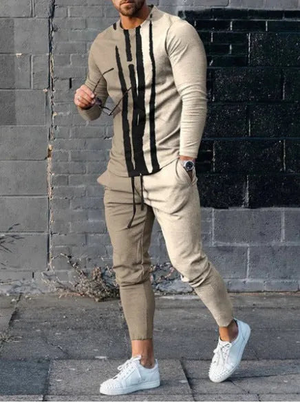 Men's sport suit in monochrome CTTZ-MW1267 with long sleeve top and trousers, slim fit polyester fabric