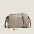 Women's genuine leather shoulder bag in square design with 19x13x6cm dimensions