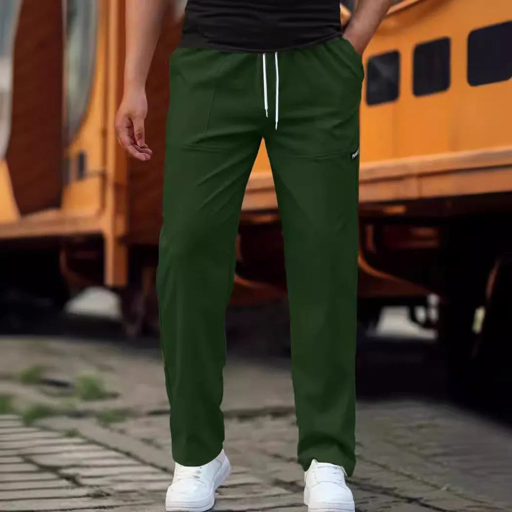 Men's lightweight polyester trousers for spring and autumn in light grey colour