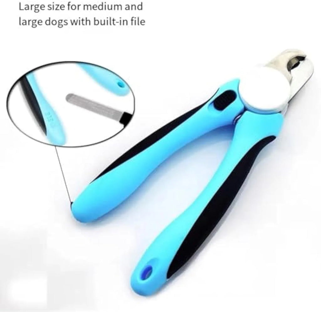 Blue heavy-duty dog nail clippers with a safety guard for large breeds