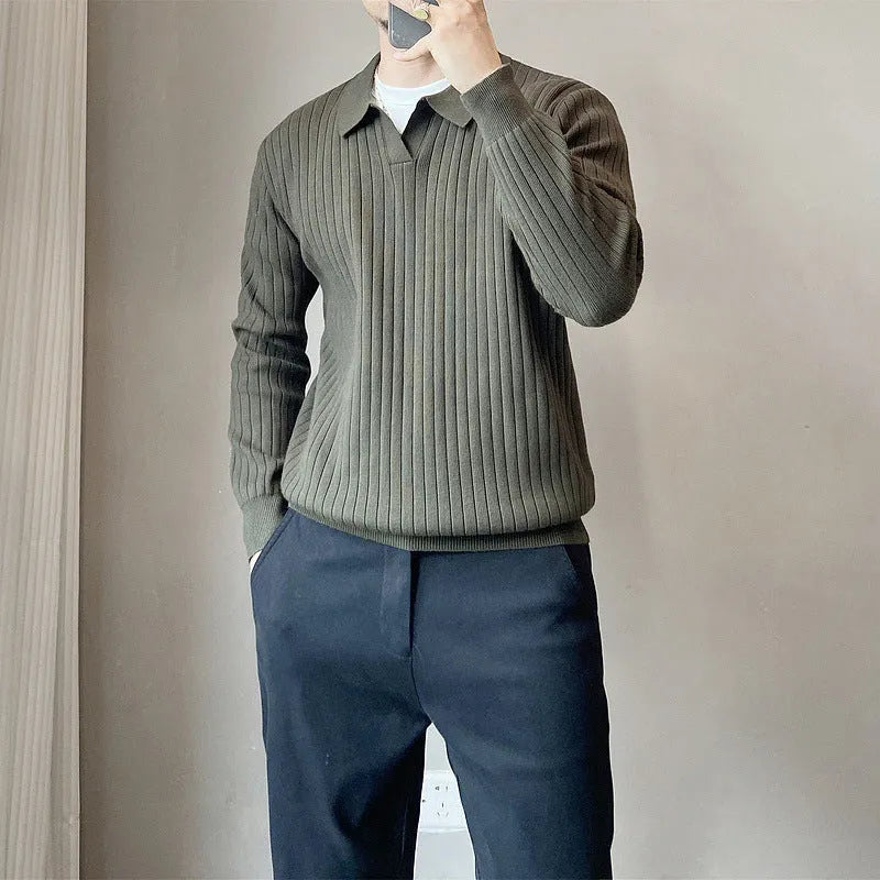 Men's loose fit rabbit fur modal knitted pullover sweater in light gray colour