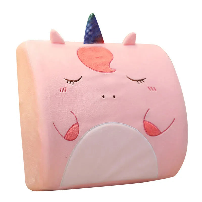 Cartoon embroidered memory foam seat back cushion with removable cover in six design options