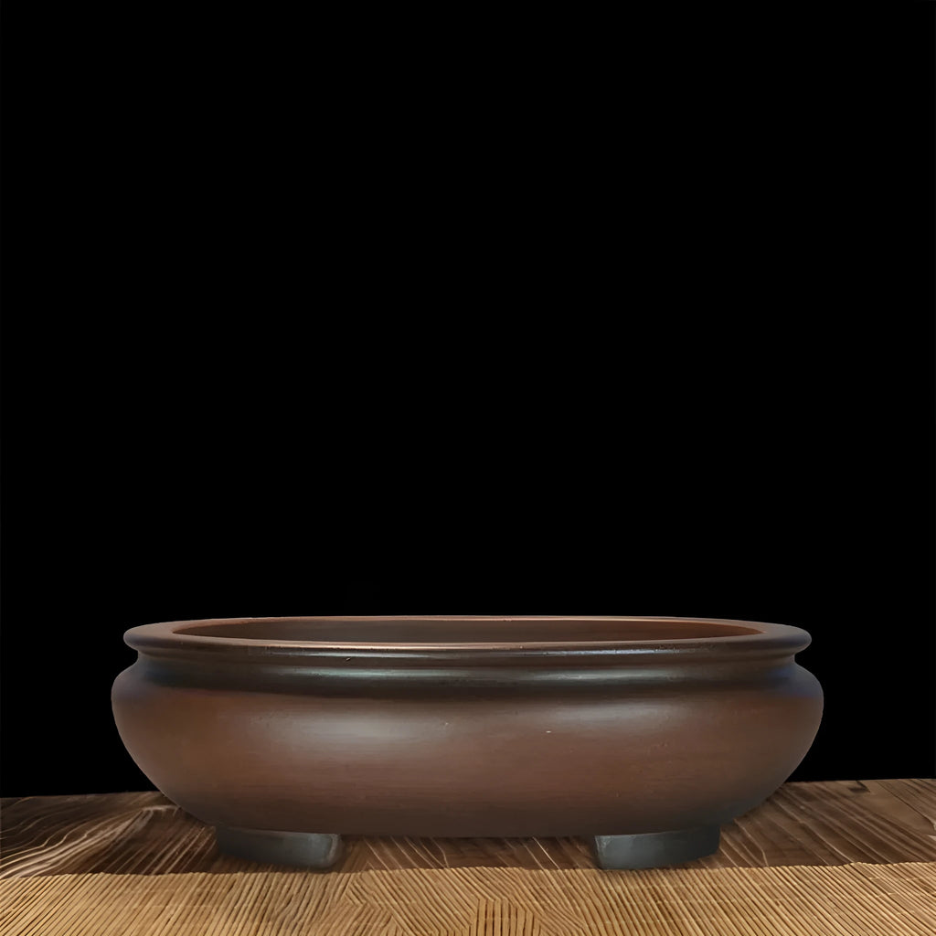 Handmade classical style purple clay ceramic desktop flowerpot measuring 58cm long by 47cm high.