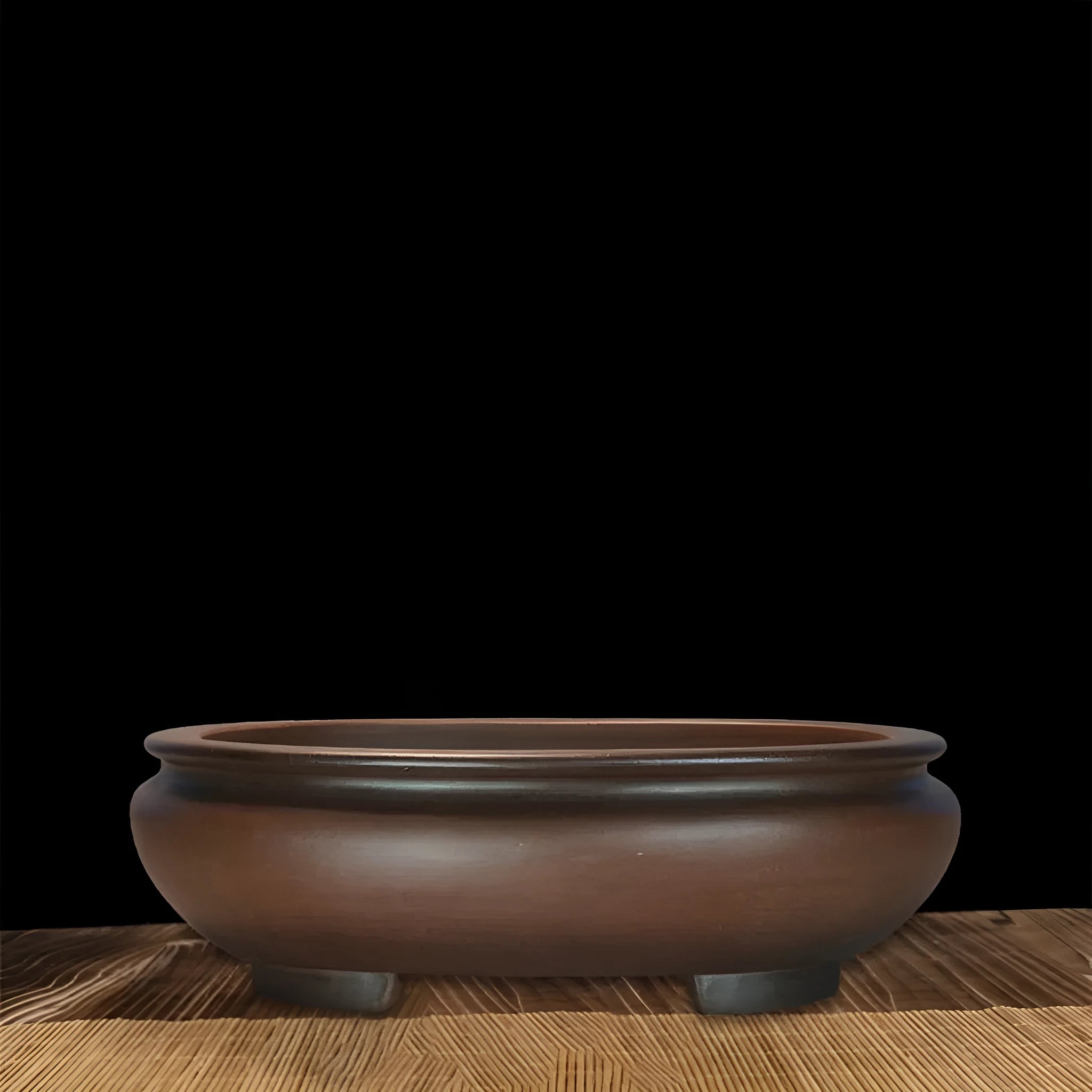 Handmade classical style purple clay ceramic desktop flowerpot measuring 58cm long by 47cm high.