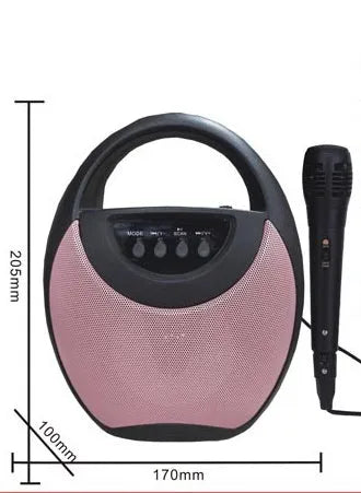 Portable Bluetooth speaker in black, blue or pink colour with USB and card slots