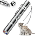 Silver aluminum cat laser toy pointer with gear controls and metal clip