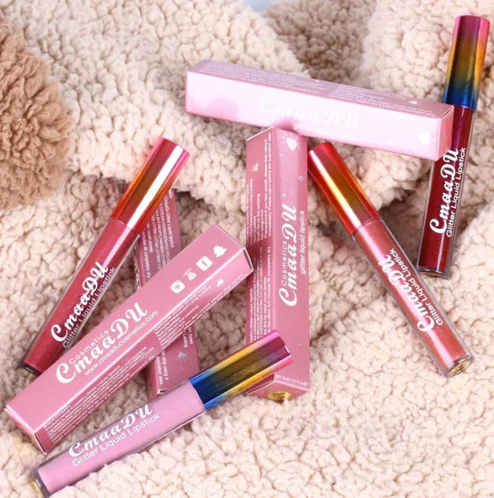 Symphony shiny matte metal lip gloss lipstick 4mL in shade 01 style with silver tube and black cap