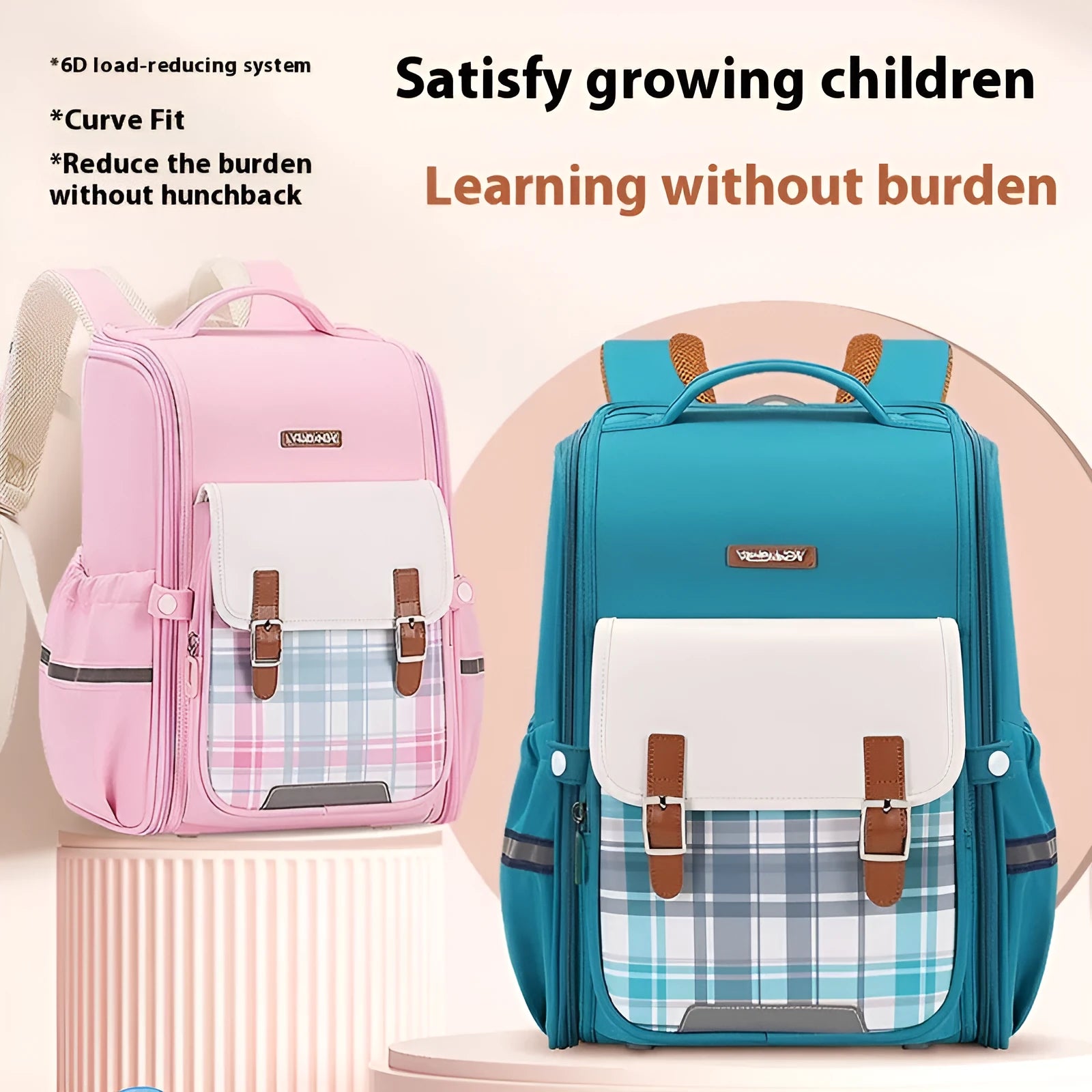 Student schoolbag in oxford cloth with large capacity, shown in multiple colour options for grade 5-6 pupils