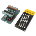 Black mobile phone repair fixture with silicone grips and a metal crowbar tool for disassembly