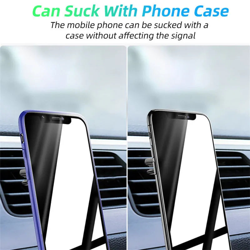 Universal magnetic car phone holder mounted on vehicle air vent with adjustable bracket and fragrance slots