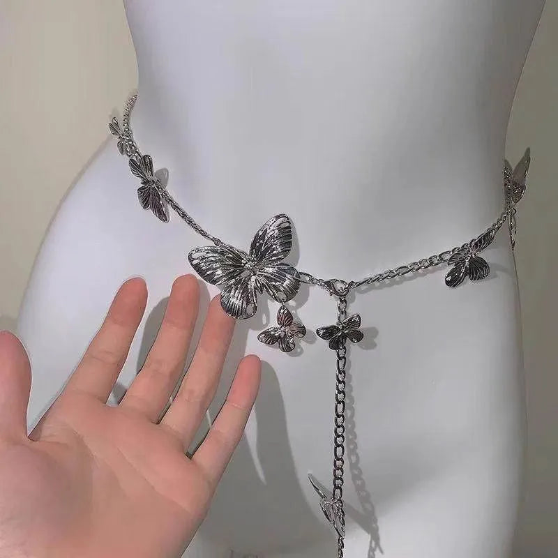 Women's gold butterfly waist chain jewellery with 104cm length and alloy construction