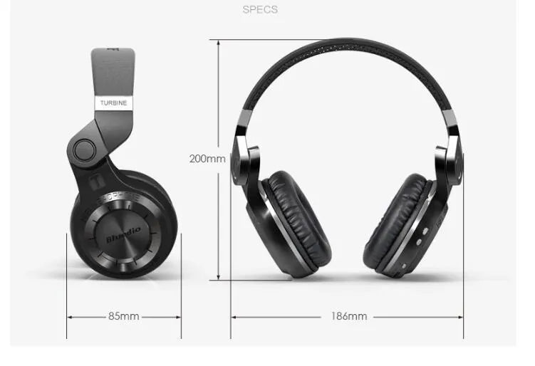 Blue String T2 black and white Bluetooth headphones with metal folding mechanism and large 57mm drivers