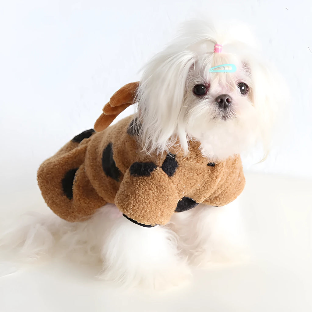 Polka dot pet clothing with elk couple pattern in four-legs and skirt styles for dogs and cats