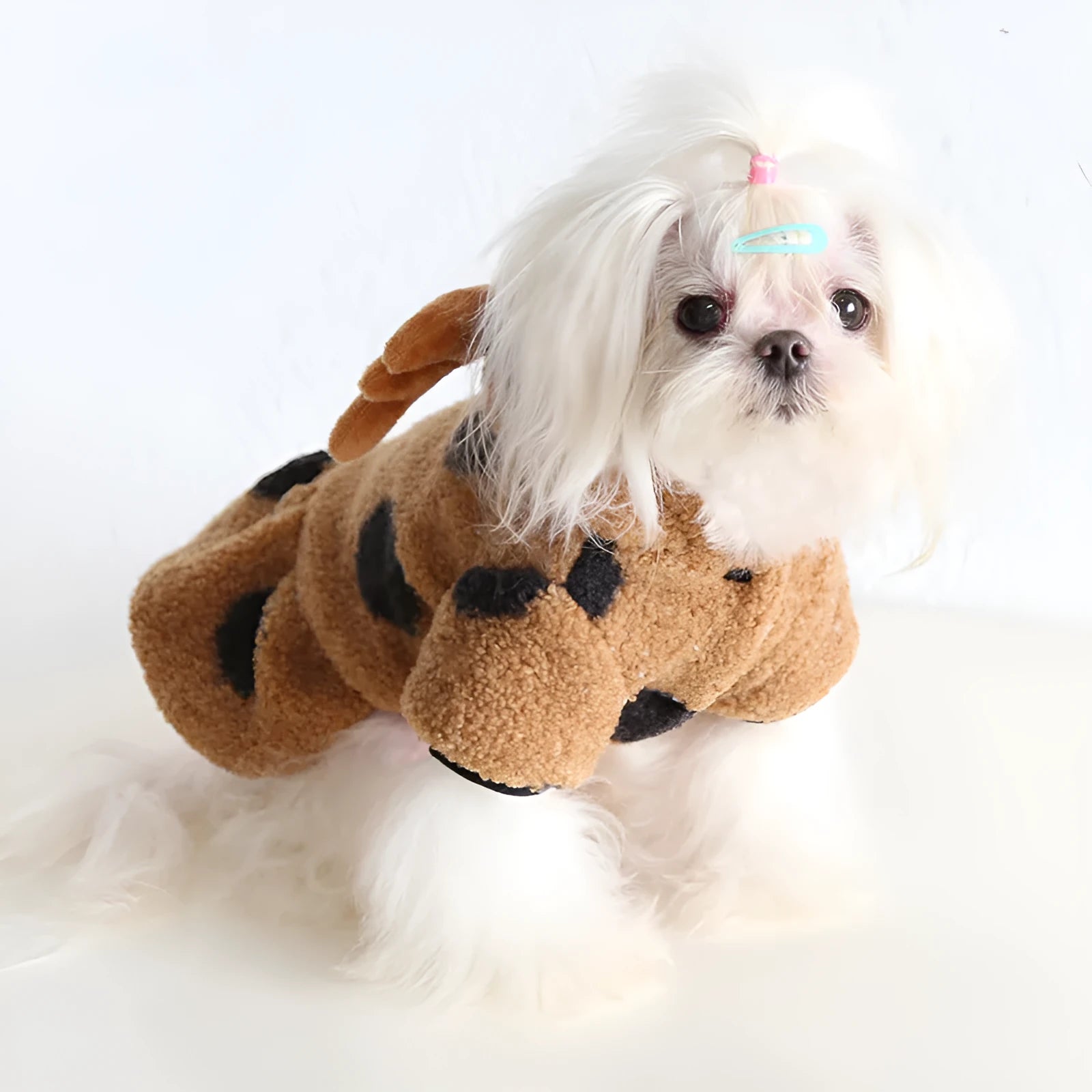 Polka dot pet clothing with elk couple pattern in four-legs and skirt styles for dogs and cats