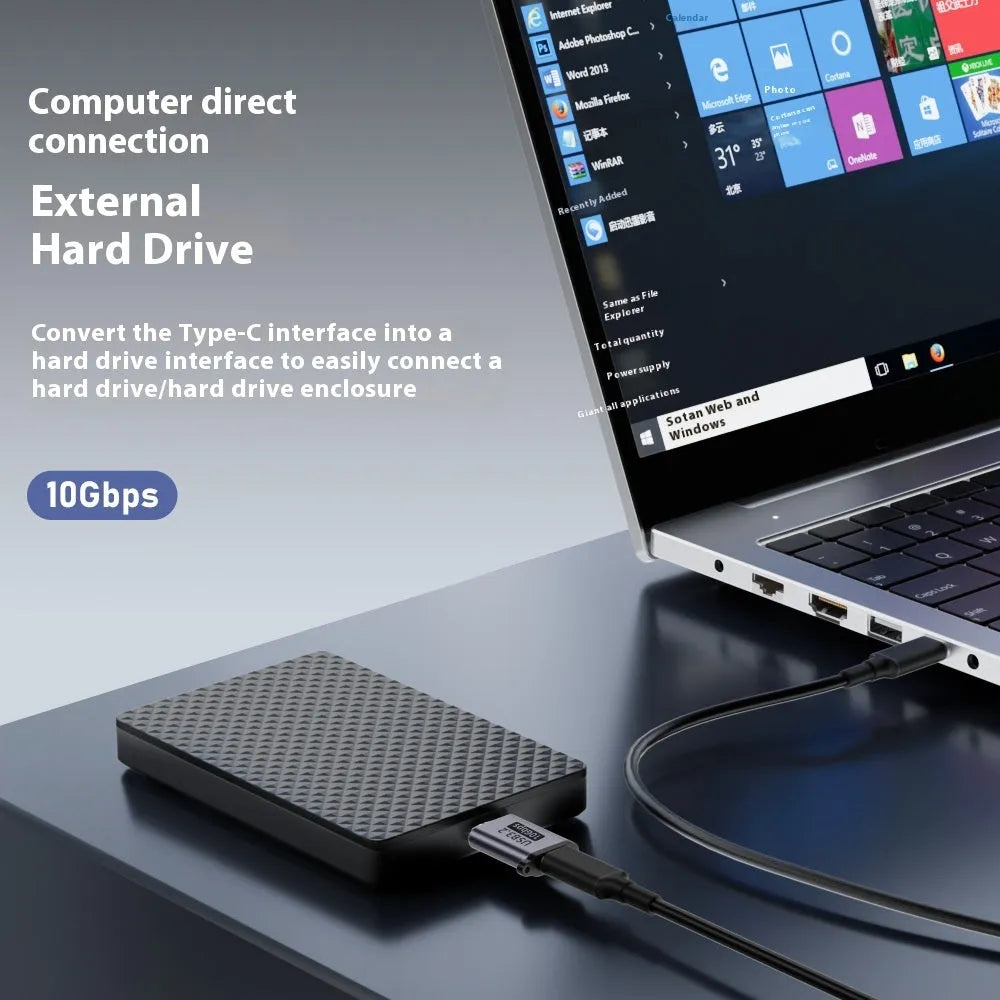 USB AM to Micro-B adapter for connecting old hard drives and phones.